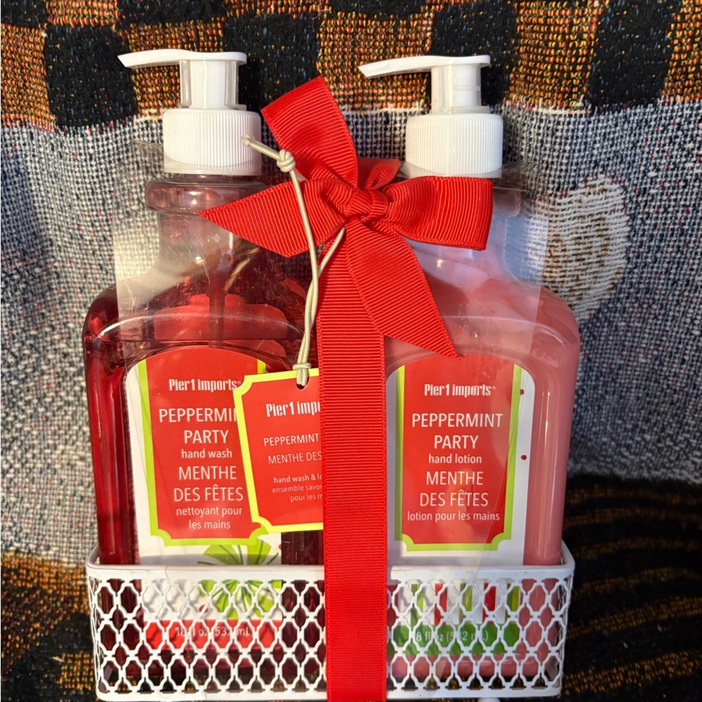 New Pier 1 Peppermint Party Hand Soap and Lotion Set
